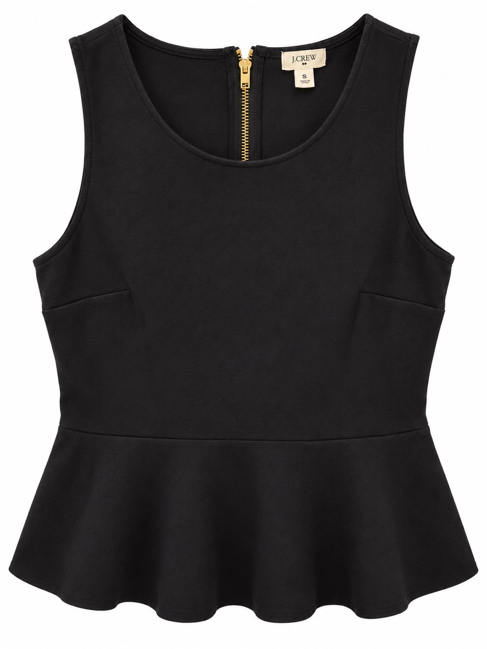 J. Crew Black Sleeveless Peplum Top – Size Small